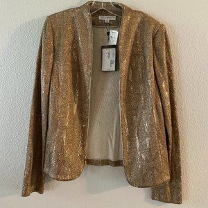 ST JOHN Vanilla/Light Henna Shimmer Zip Blazer, Size 10